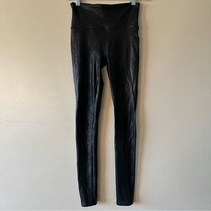 SPANX Black Faux Leather Leggings Size: Small